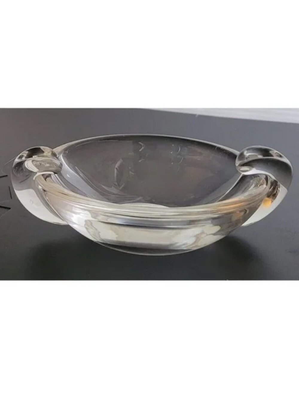 Steuben Crystal Double  Scrolled  Handles Ashtray / Candy Dish